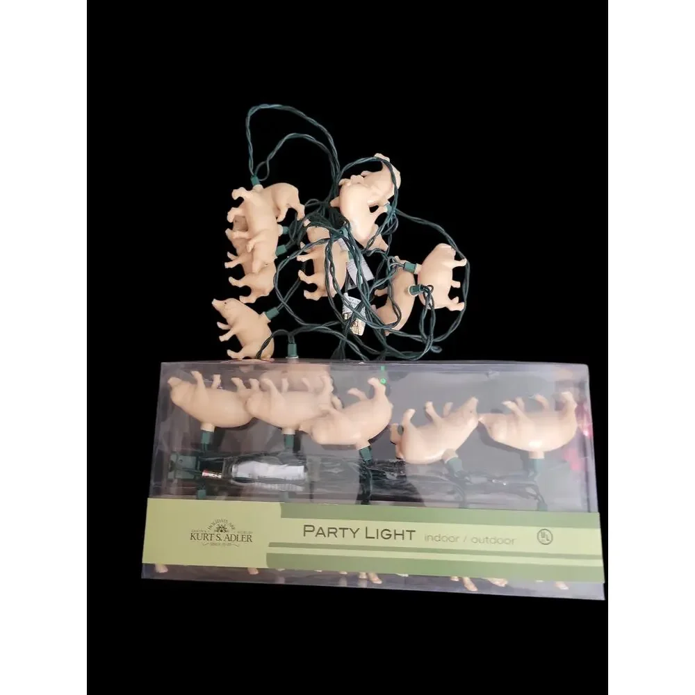 Kurt Adler Pig Party Light Set 10 Lights (2) Indoor/Outdoor New In Box/NWOB